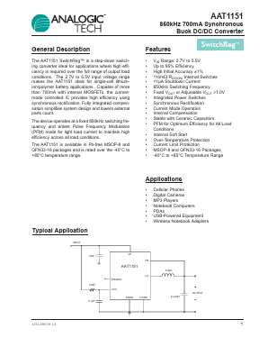 AAT1151 Datasheet PDF Advanced Analogic Technologies