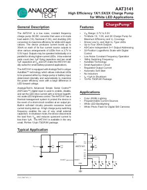 AAT3141ITP-T1 Datasheet PDF Advanced Analogic Technologies