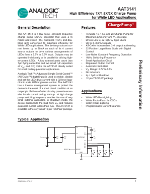 AAT3141ITP-T1 Datasheet PDF Advanced Analogic Technologies