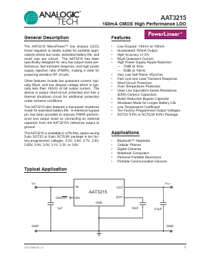 AAT3215IJS-2.8-T1 Datasheet PDF Advanced Analogic Technologies