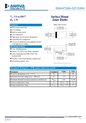 SMA4728A Datasheet PDF Anova Technologies CO., LTD.