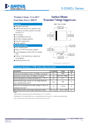 5.0SMDJ45 Datasheet PDF Anova Technologies CO., LTD.