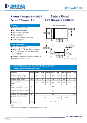 RS1A Datasheet PDF Anova Technologies CO., LTD.