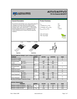 AOTF472 Datasheet PDF Alpha and Omega Semiconductor