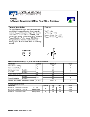 AO4456 Datasheet PDF Alpha and Omega Semiconductor