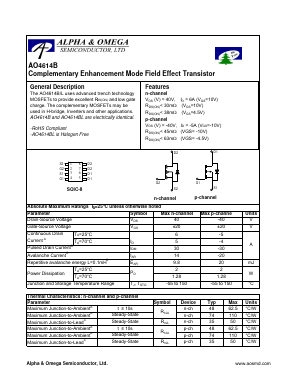 AO4614BL Datasheet PDF Alpha and Omega Semiconductor