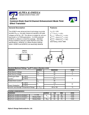 AO8810L Datasheet PDF Alpha and Omega Semiconductor