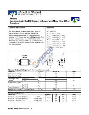 AO8818 Datasheet PDF Alpha and Omega Semiconductor