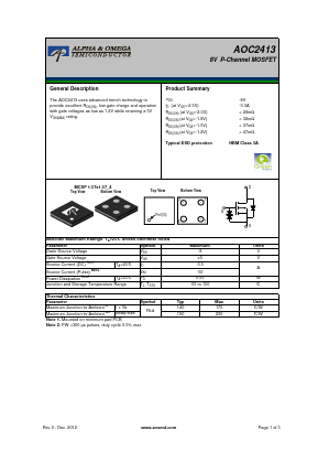 AOC2413 Datasheet PDF Alpha and Omega Semiconductor