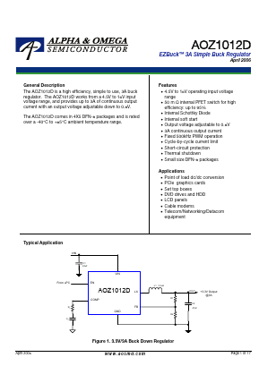AOZ1012DI Datasheet PDF Alpha and Omega Semiconductor