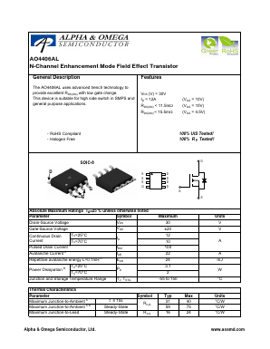 AO4406AL Datasheet PDF Alpha and Omega Semiconductor