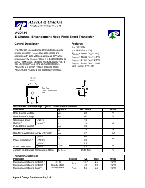 AOD434L Datasheet PDF Alpha and Omega Semiconductor