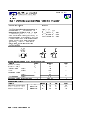 AO7801L Datasheet PDF Alpha and Omega Semiconductor