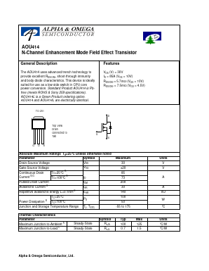 AOU414 Datasheet PDF Alpha and Omega Semiconductor