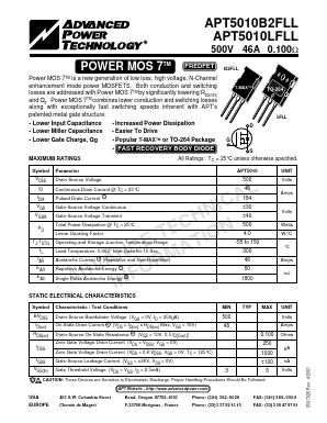 APT5010B2 Datasheet PDF Advanced Power Technology 