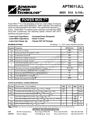 APT8011JLL Datasheet PDF Advanced Power Technology 