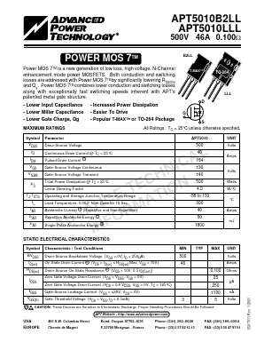 APT5010LLL Datasheet PDF Advanced Power Technology 