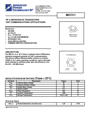 MS1511 Datasheet PDF Advanced Power Technology 