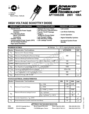 APT100S20B Datasheet PDF Advanced Power Technology 