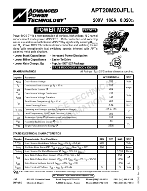 APT20M20JFLL Datasheet PDF Advanced Power Technology 