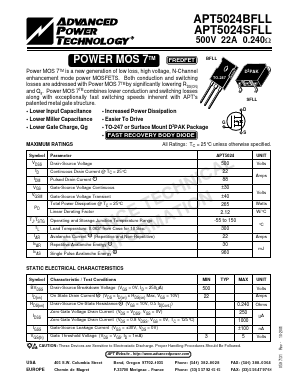 APT5024 Datasheet PDF Advanced Power Technology 