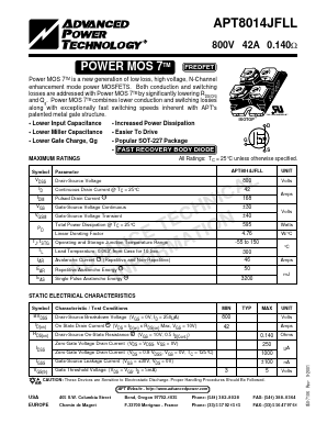 APT8014JFLL Datasheet PDF Advanced Power Technology 
