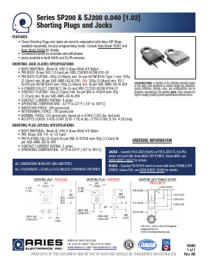 SJ2000 Datasheet PDF Aries Electronics, Inc.