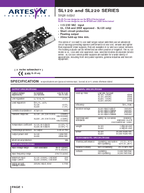 SL120-4605 Datasheet PDF Artesyn Technologies