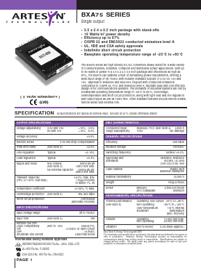 BXA75 Datasheet PDF Artesyn Technologies