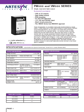 PM545 Datasheet PDF Artesyn Technologies