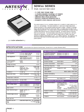 SDW30-48D12 Datasheet PDF Artesyn Technologies