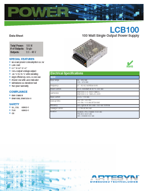 LCB100W Datasheet PDF Artesyn Technologies