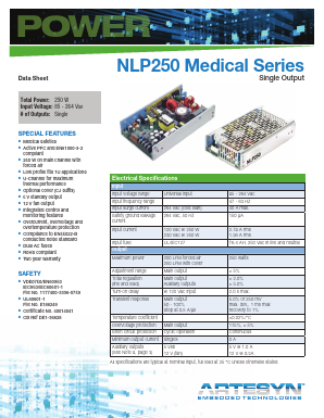 NLP250 Datasheet PDF Artesyn Technologies
