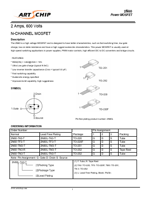 2N60-TN3-R Datasheet PDF ARTSCHIP ELECTRONICS CO.,LMITED.