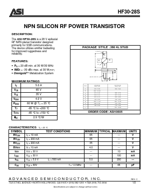HF30-28S Datasheet PDF Advanced Semiconductor