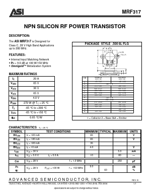MRF317 Datasheet PDF Advanced Semiconductor