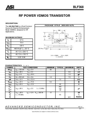 BLF368 Datasheet PDF Advanced Semiconductor