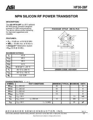 HF30-28F Datasheet PDF Advanced Semiconductor