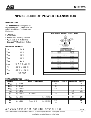 MRF326 Datasheet PDF Advanced Semiconductor