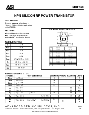 MRF650 Datasheet PDF Advanced Semiconductor