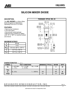 1N23WG Datasheet PDF Advanced Semiconductor