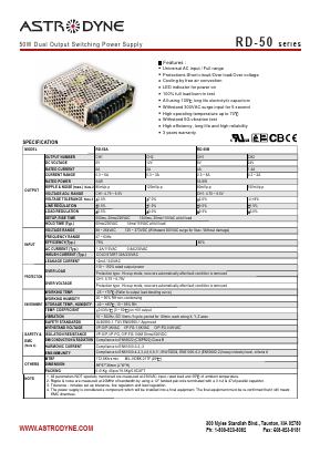 RD-50B Datasheet PDF Astrodyne Corporation