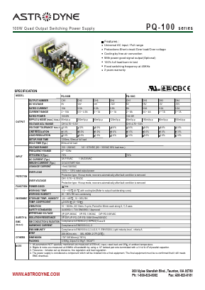 PQ-100C Datasheet PDF Astrodyne Corporation