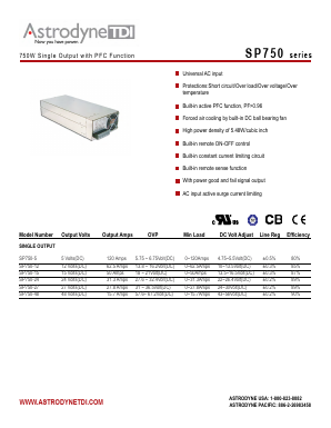 SP750-15 Datasheet PDF Astrodyne Corporation