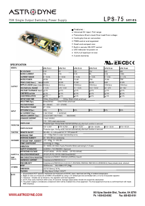 LPS-75-5 Datasheet PDF Astrodyne Corporation
