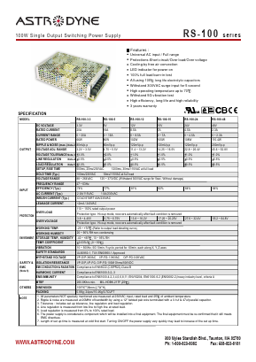 RS-100-5 Datasheet PDF Astrodyne Corporation
