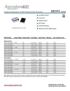 DR1P5-05D05 Datasheet PDF Astrodyne Corporation