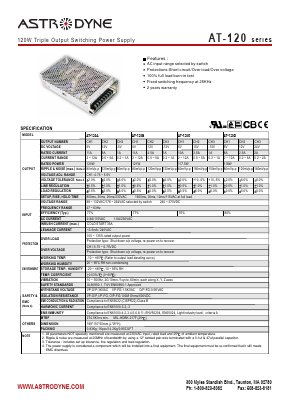 AT-120C Datasheet PDF Astrodyne Corporation