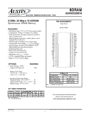 AS4SD32M16DGC-75/IT Datasheet PDF Austin Semiconductor