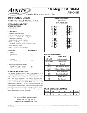AS4C4M4DG-6/XT Datasheet PDF Austin Semiconductor